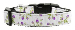 Roses Nylon Ribbon Collar Purple (size: large)