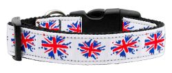 Graffiti Union Jack(UK Flag) Nylon Ribbon Collar (size: large)