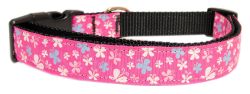 Butterfly Nylon Ribbon Collar Pink (size: large)