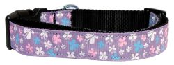 Butterfly Nylon Ribbon Collar Lavender (size: large)