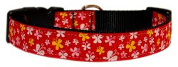 Butterfly Nylon Ribbon Collar Red (size: large)