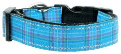 Plaid Nylon Collar  Blue (size: large)