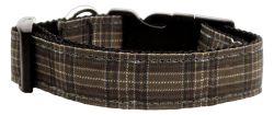 Plaid Nylon Collar  Brown (size: large)