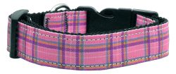 Plaid Nylon Collar  Pink (size: large)