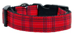 Plaid Nylon Collar  Red (size: large)