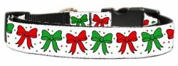 Christmas Bows Nylon Ribbon Collar (size: large)