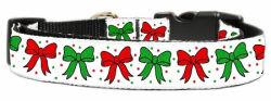 Christmas Bows Nylon Ribbon Collar (size: large)