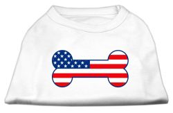 Bone Shaped American Flag Screen Print Shirts  White (size: L (14))