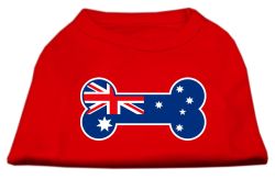 Bone Shaped Australian Flag Screen Print Shirts Red (size: L (14))