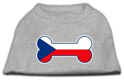 Bone Shaped Czech Republic Flag Screen Print Shirts Grey (size: L (14))