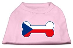 Bone Shaped Czech Republic Flag Screen Print Shirts Light Pink (size: L (14))