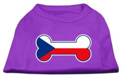 Bone Shaped Czech Republic Flag Screen Print Shirts Purple (size: L (14))