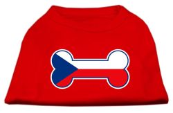 Bone Shaped Czech Republic Flag Screen Print Shirts Red (size: L (14))