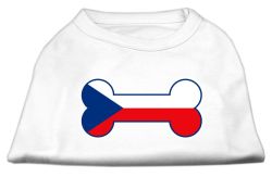 Bone Shaped Czech Republic Flag Screen Print Shirts White (size: L (14))