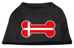 Bone Shaped Denmark Flag Screen Print Shirts Black (size: L (14))