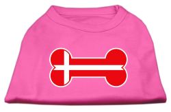 Bone Shaped Denmark Flag Screen Print Shirts Bright Pink (size: L (14))