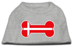 Bone Shaped Denmark Flag Screen Print Shirts Grey (size: L (14))