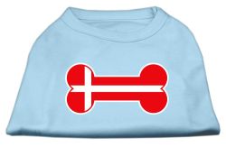 Bone Shaped Denmark Flag Screen Print Shirts Baby Blue (size: L (14))