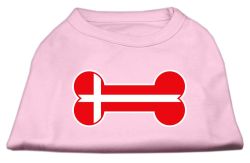 Bone Shaped Denmark Flag Screen Print Shirts Light Pink (size: L (14))