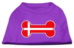 Bone Shaped Denmark Flag Screen Print Shirts Purple (size: L (14))
