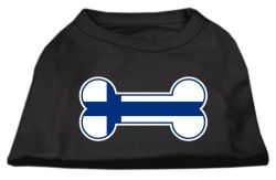 Bone Shaped Finland Flag Screen Print Shirts Black (size: L (14))