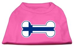 Bone Shaped Finland Flag Screen Print Shirts Bright Pink (size: L (14))