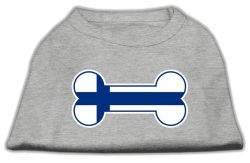 Bone Shaped Finland Flag Screen Print Shirts Grey (size: L (14))