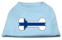Bone Shaped Finland Flag Screen Print Shirts Baby Blue (size: L (14))
