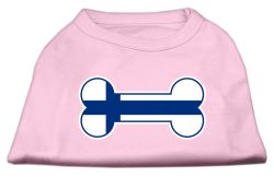 Bone Shaped Finland Flag Screen Print Shirts Light Pink (size: L (14))