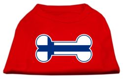 Bone Shaped Finland Flag Screen Print Shirts Red (size: L (14))