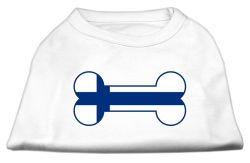 Bone Shaped Finland Flag Screen Print Shirts White (size: L (14))