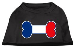 Bone Shaped France Flag Screen Print Shirts Black (size: L (14))