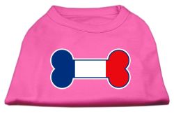 Bone Shaped France Flag Screen Print Shirts Bright Pink (size: L (14))