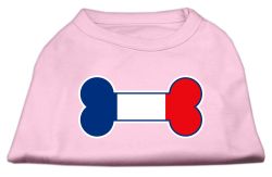 Bone Shaped France Flag Screen Print Shirts Light Pink (size: L (14))