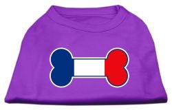 Bone Shaped France Flag Screen Print Shirts Purple (size: L (14))