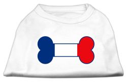 Bone Shaped France Flag Screen Print Shirts White (size: L (14))
