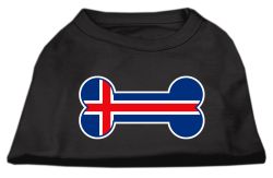 Bone Shaped Iceland Flag Screen Print Shirts Black (size: L (14))