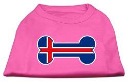 Bone Shaped Iceland Flag Screen Print Shirts Bright Pink (size: L (14))