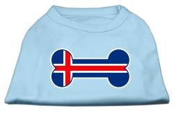 Bone Shaped Iceland Flag Screen Print Shirts Baby Blue (size: L (14))