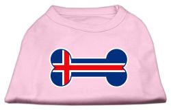Bone Shaped Iceland Flag Screen Print Shirts Light Pink (size: L (14))