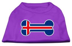 Bone Shaped Iceland Flag Screen Print Shirts Purple (size: L (14))