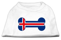 Bone Shaped Iceland Flag Screen Print Shirts White (size: L (14))