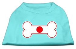 Bone Shaped Japan Flag Screen Print Shirts Aqua (size: L (14))