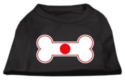 Bone Shaped Japan Flag Screen Print Shirts Black (size: L (14))