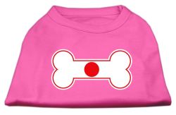 Bone Shaped Japan Flag Screen Print Shirts Bright Pink (size: L (14))