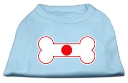 Bone Shaped Japan Flag Screen Print Shirts Baby Blue (size: L (14))