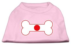 Bone Shaped Japan Flag Screen Print Shirts Light Pink (size: L (14))