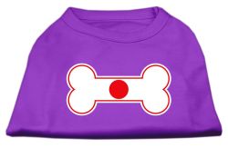 Bone Shaped Japan Flag Screen Print Shirts Purple (size: L (14))