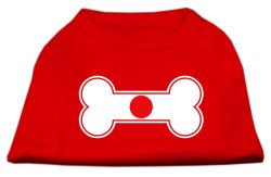 Bone Shaped Japan Flag Screen Print Shirts Red (size: L (14))