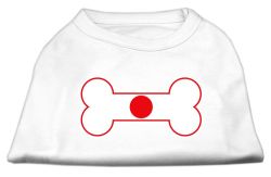 Bone Shaped Japan Flag Screen Print Shirts White (size: L (14))